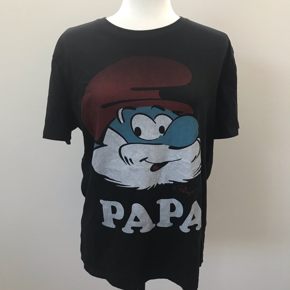 Papa Smurf Black T Shirt Women’s Medium